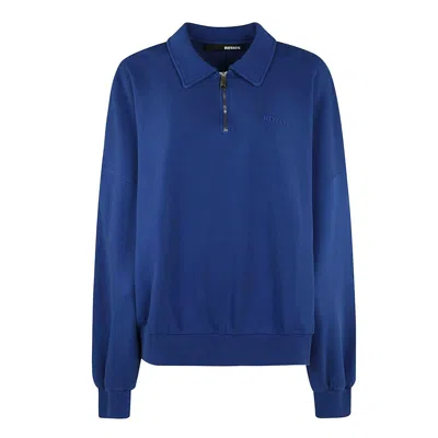 Rotate Birger Christensen Half-zipped Oversized Polo Sweater In Blue