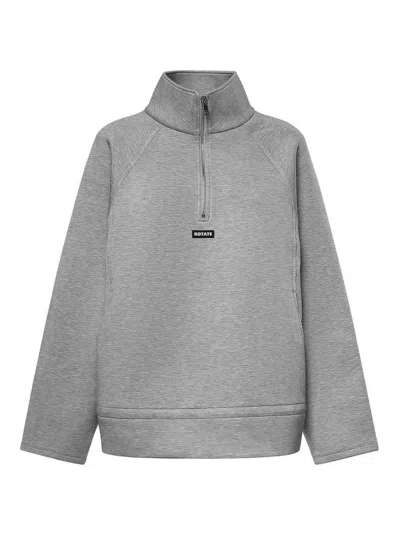 Rotate Birger Christensen Half-zip Scuba Jacket With Logo In Grey