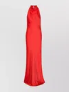 Rotate Birger Christensen Halter Neck Satin Floor-length Dress In Red