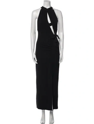 Pre-owned Rotate Birger Christensen Halterneck Long Dress In Black