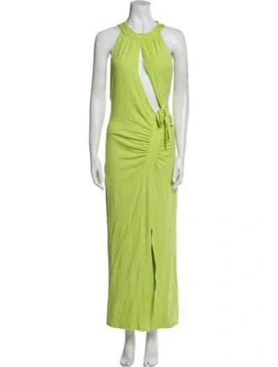 Pre-owned Rotate Birger Christensen Halterneck Long Dress In Green