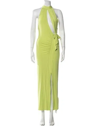 Pre-owned Rotate Birger Christensen Halterneck Long Dress In Green