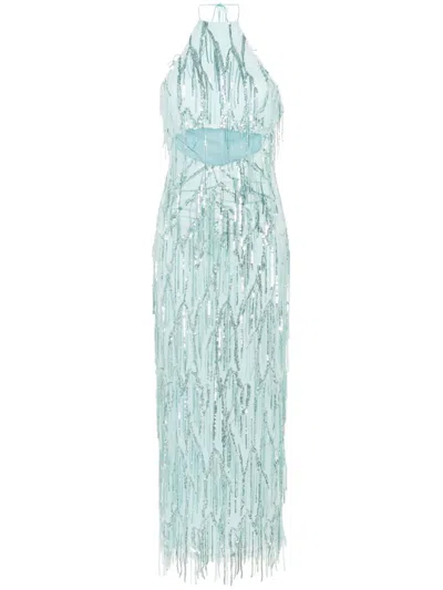 Rotate Birger Christensen Halterneck Maxi Dress In Light Blue