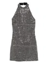 Rotate Birger Christensen Halterneck Metallic-embellished Dress In Multi
