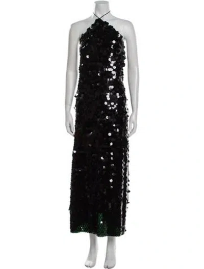 Pre-owned Rotate Birger Christensen Halterneck Midi Length Dress In Black