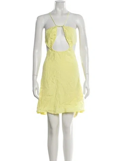 Pre-owned Rotate Birger Christensen Halterneck Mini Dress W/ Tags In Yellow