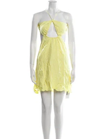 Pre-owned Rotate Birger Christensen Halterneck Mini Dress In Yellow