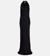 Rotate Birger Christensen Halterneck Satin Maxi Dress In Black