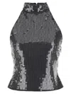 Rotate Birger Christensen Rotate Halter Neck Top With Sequin Embellishments In Gray
