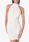 Rotate Birger Christensen Cream Mini Dress With All-over Sequins And Halter Neck In White