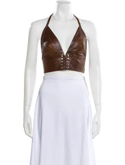 Pre-owned Rotate Birger Christensen Halterneck Sleeveless Crop Top In Black