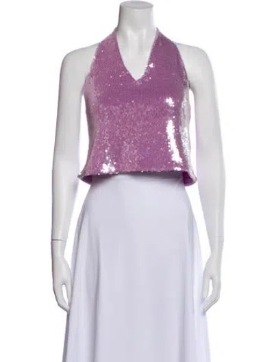 Pre-owned Rotate Birger Christensen Halterneck Sleeveless Crop Top In Purple