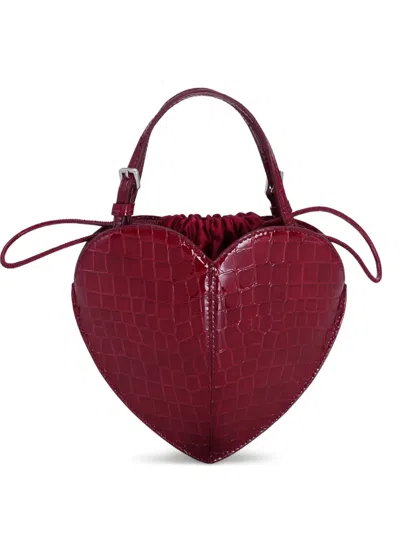 Rotate Birger Christensen Borsa A Tracolla A Forma Di Cuore In Pelle Bordeaux Cocco Rotate In Burgundy