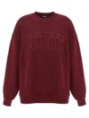 Rotate Birger Christensen Embroidered-logo Sweatshirt In Burgundy