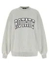 Rotate Birger Christensen Oversized Cotton Crew Neck Sweatshirt In White