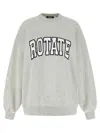 Rotate Birger Christensen Oversized Cotton Crew Neck Sweatshirt In Gray