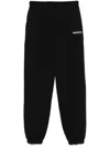 Rotate Birger Christensen + Net Sustain Mimi Embroidered Organic Cotton-jersey Tapered Track Pants In Black