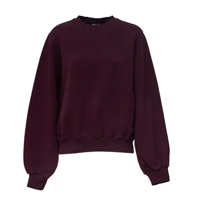 Rotate Birger Christensen Heavyweight Round Neck Sweatshirt With Ribbed Trims In Burgundy