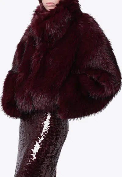 ROTATE BIRGER CHRISTENSEN HIGH-COLLAR FAUX FUR JACKET