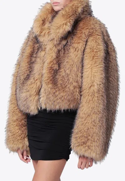 ROTATE BIRGER CHRISTENSEN HIGH-COLLAR FAUX FUR JACKET