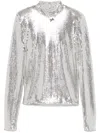 Rotate Birger Christensen High-collar Sequinned Top In Silver