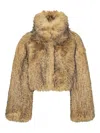 Rotate Birger Christensen Giacca Corta In Pelliccia Sintetica Beige In Gold