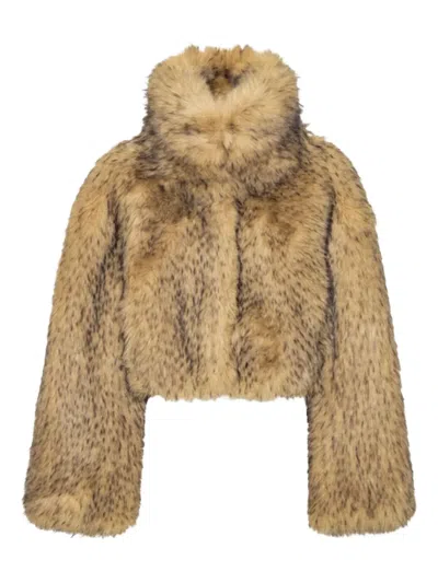 ROTATE BIRGER CHRISTENSEN HIGH-NECK CROPPED FAUX-FUR JACKET