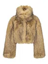 Rotate Birger Christensen Giacca Corta In Pelliccia Sintetica Beige In Animal Print