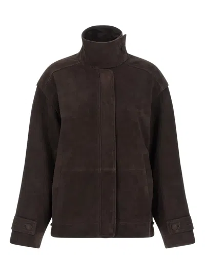Rotate Birger Christensen High-neck Oversized Jacket In Brown