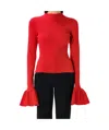 Rotate Birger Christensen Rotate Birgerchristensen Knit High Neck Top In Red
