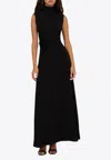 Rotate Birger Christensen High-neck Viscose Maxi Dress In Black