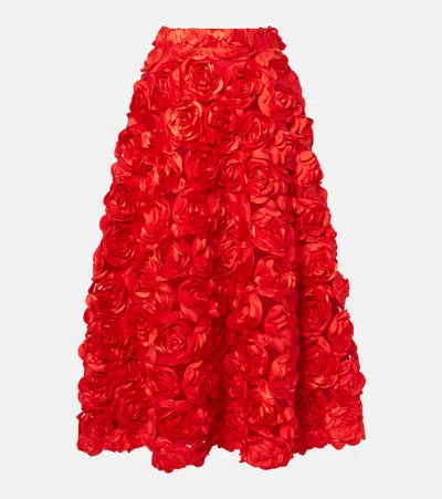 Rotate Birger Christensen Floral-appliqué Tulle Midi Skirt In High Risk