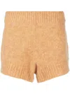 Rotate Birger Christensen High-waist Knit Shorts In Orange Wool In Orange