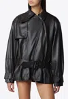 Rotate Birger Christensen Rotate Birgerchristensen Biker Jacket In Lamb Leather In Dark Brown In Dark Brown