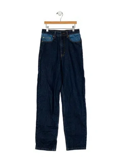 Pre-owned Rotate Birger Christensen High-rise Straight Leg Jeans In Blue