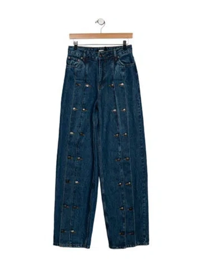 Pre-owned Rotate Birger Christensen High-rise Straight Leg Jeans In Blue