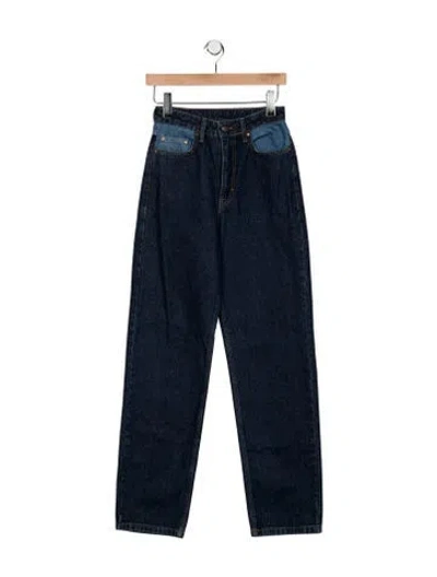 Pre-owned Rotate Birger Christensen High-rise Straight Leg Jeans In Blue