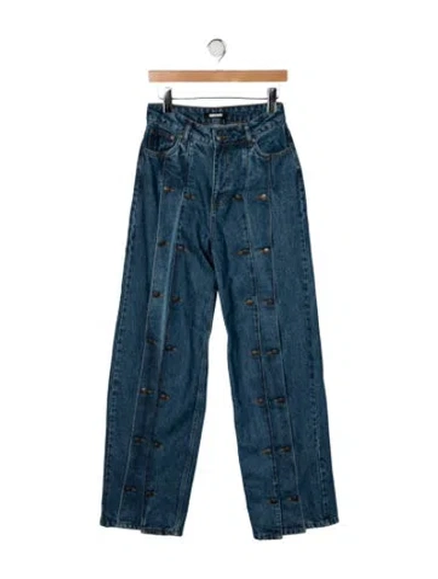 Pre-owned Rotate Birger Christensen High-rise Straight Leg Jeans In Blue