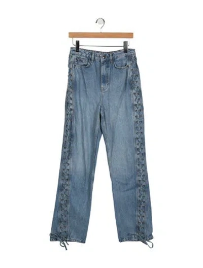 Pre-owned Rotate Birger Christensen High-rise Straight Leg Jeans In Blue