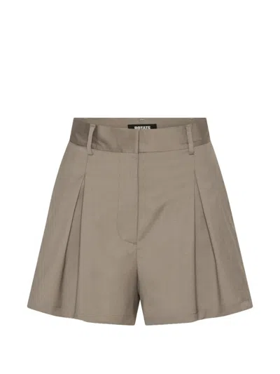 Rotate Birger Christensen High-waisted Pleated Shorts In Brown
