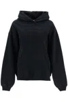 Rotate Birger Christensen Heavy Cotton Sweatshirt With Hood And Pouch Pocket In Black