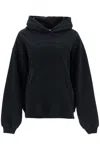 Rotate Birger Christensen Heavy Cotton Sweatshirt With Hood And Pouch Pocket In Black