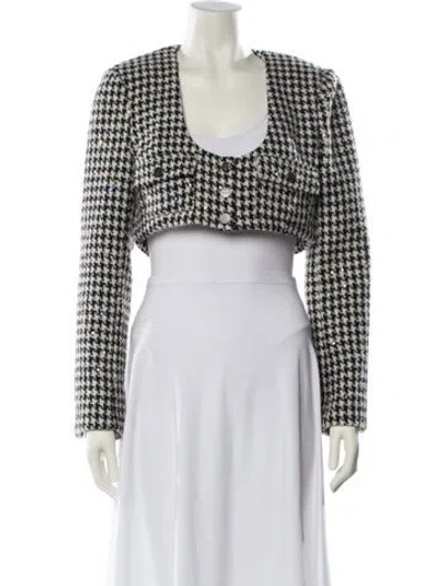 Pre-owned Rotate Birger Christensen Houndstooth Print Bolero In White