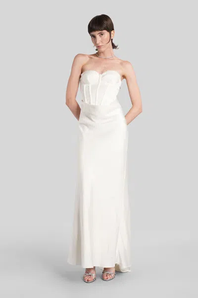 Rotate Birger Christensen Satin Pearl Corset Dress In Egret