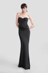 Rotate Birger Christensen Maxi Satin Dress With Corset In Black