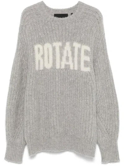 Rotate Birger Christensen Intarsia-knit Sweater In Gray