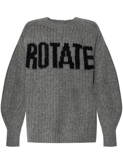Rotate Birger Christensen Intarsia-logo Jumper In Black