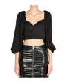 Rotate Birger Christensen Irina Puff-sleeve Blouse In Black