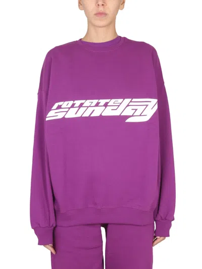 Rotate Birger Christensen Rotate Holiday Logo Printed Crewneck Sweatshirt In Purple