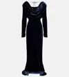 Rotate Birger Christensen Ivette Draped Velvet Gown In Blue